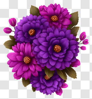 Purple Flowers Art - Purple Flower Bouquet Illustration Transparent PNG