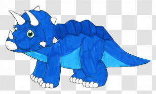 Dinosaur - Blue Triceratops Cartoon Transparent PNG
