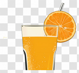 Orange Juice - Orange Juice Glass With Fruit Garnish Transparent PNG