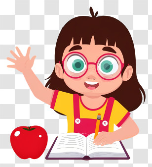 Schoolgirl In Classroom - Happy Student Waving With Book Transparent PNG
