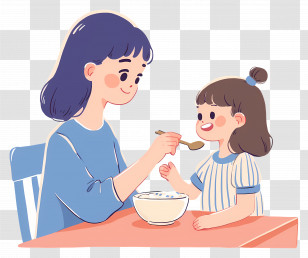 Mother Feeding Daughter - Mom Feeding Happy Child Transparent PNG