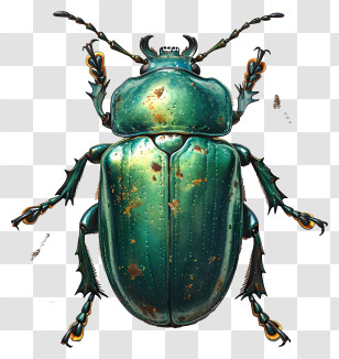 Green Beetle - Green Metallic Beetle Close-Up Transparent PNG
