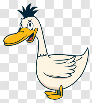 Cartoon - Cartoon White Duck With Black Crest Transparent PNG