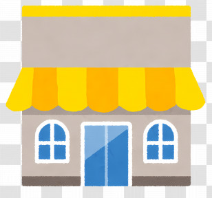 Shopping Building - Cute Cartoon Store With Yellow Awning Transparent PNG
