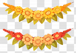 Ugadi Garland - Vibrant Floral Garlands In Yellow And Red For Decoration Transparent PNG