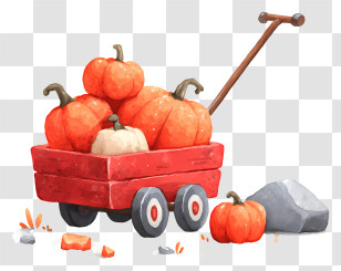 Pumpkin Wagon - Watercolor Pumpkin Wagon Transparent PNG