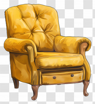 Yellow Chair - Artistic Yellow Vintage Armchair Illustration Transparent PNG
