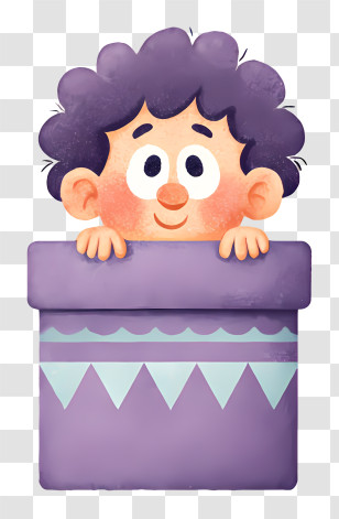 Large Purple Gift Box - Cute Boy Peeking From Gift Box Transparent PNG