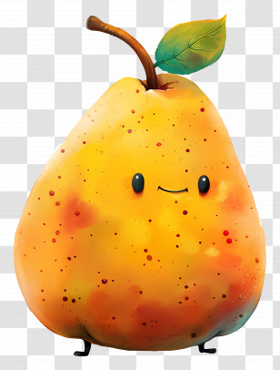 Pear - Playful Cartoon-Style Pear Character Transparent PNG