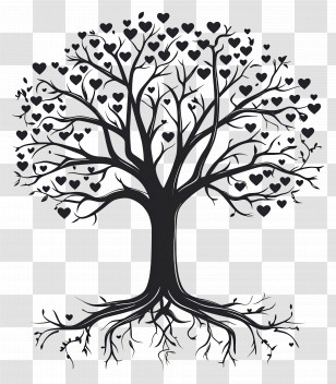 Tree With Roots - Tree With Hearts Transparent PNG