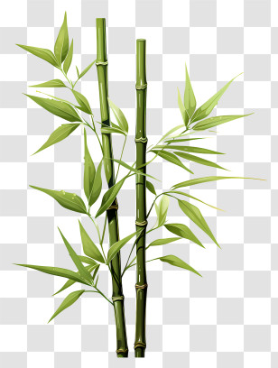 Watercolor Bamboo Stem - Tall Bamboo Plant Illustration Transparent PNG