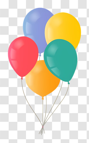 Balloons - Floating Colorful Party Balloons In Group Transparent PNG