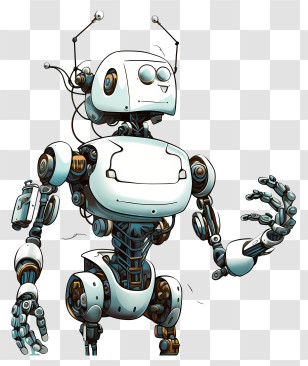Robot Drawing - Friendly Robot With Mechanical Design Transparent PNG