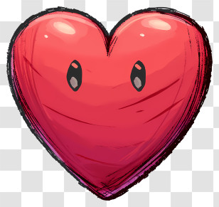 Flat Heart Emoji - Cute Cartoon Red Heart With Eyes Transparent PNG
