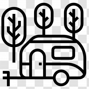 Camping Car - Caravan With Trees Transparent PNG