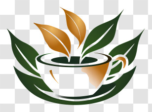 Spring - Green Tea Cup With Leaves Transparent PNG
