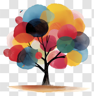 Whimsical Tree - Abstract Colorful Tree Illustration With Vibrant Leaves Transparent PNG
