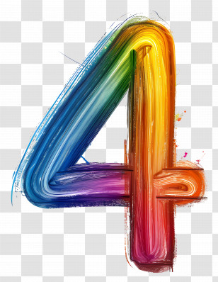 Number 4 - Rainbow-Colored Number Four Illustration Transparent PNG