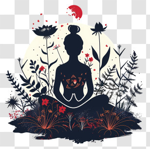 Garden Meditation Day - Silhouette Of Person Meditating Transparent PNG