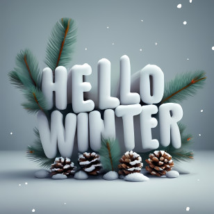 Hello Winter - Hello Winter With Snow And Pinecones Transparent PNG