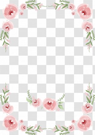 Wedding Invitation Rose Clip Art - Picture Frame - Hand Painted Roses Flowers And Border Transparent PNG