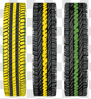 Tire Tracks - Illustration Of Car Tires With Colorful Stripes Transparent PNG
