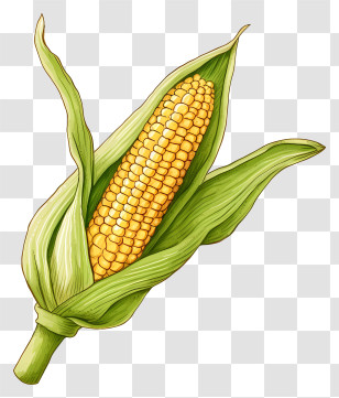 Corn Cob - Corn On The Cob Illustration In Realistic Style Transparent PNG