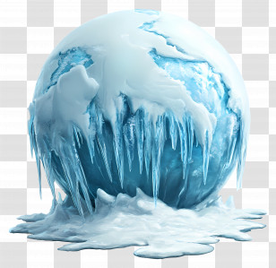 Icy World - Frozen Globe With Icicles Transparent PNG