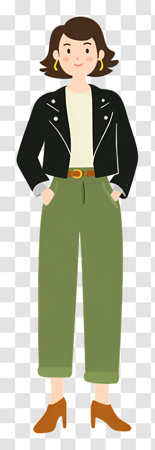 Woman Wearing Black Jacket - Woman In Leather Jacket Illustration Transparent PNG