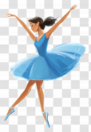 Ballet - Graceful Ballerina In Blue Dress Illustration Transparent PNG