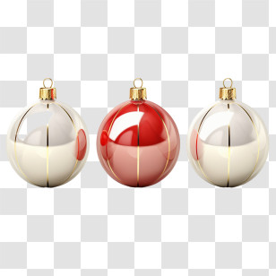 Christmas Balls - Elegant Christmas Ornaments In Red And Silver Transparent PNG