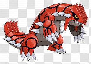 Groudon - Powerful Red Creature With Spikes Transparent PNG