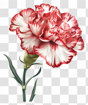 Red And White Carnation - Beautiful Red And White Carnation Flower Transparent PNG