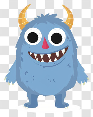 Cartoon Monster - Cartoon Blue Monster With Horns Transparent PNG