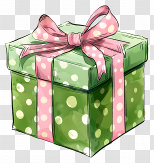 Gift Box - Colorful Gift Box With Pink Ribbon And Polka Dots Transparent PNG