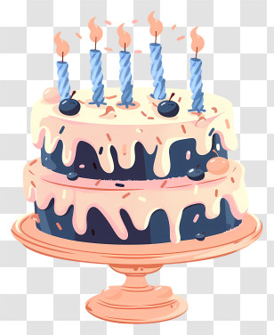 Birthday Cake - Birthday Cake With Blue Candles Transparent PNG