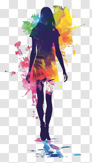Girl Silhouette - Colorful Silhouette Of A Woman Transparent PNG