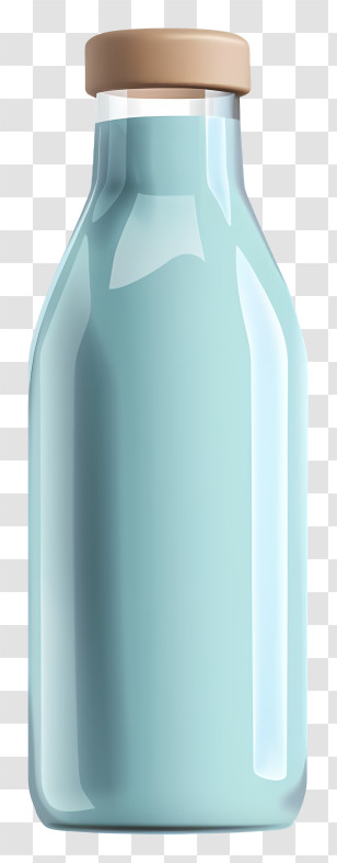 3d Milk Bottle - Blue Glass Bottle With Sealed Cap Transparent PNG