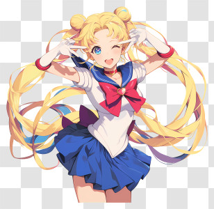 Sailor Moon - Winking Sailor Schoolgirl Transparent PNG