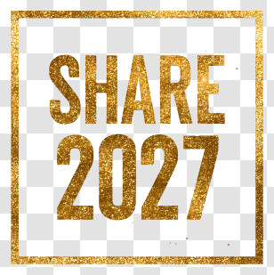 Share 2027 - Gold Glitter 'SHARE 2027' Lettering Transparent PNG