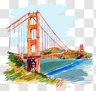 Golden Gate Bridge - Golden Gate Bridge Illustration Transparent PNG