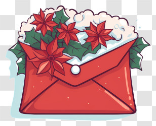 Red Envelope - Christmas Envelope With Flowers Transparent PNG