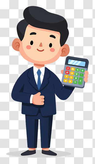 Businessman Holding Colorful Calculator Transparent PNG