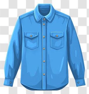 Blue Long Sleeve Shirt - Blue Button-Up Shirt Illustration Transparent PNG