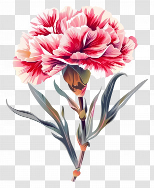 Carnation Flower - Beautiful Pink Carnation Illustration Transparent PNG
