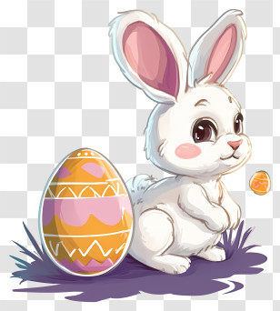 Vector Draw Character Design - Cute Bunny With Easter Egg Illustration Transparent PNG