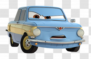 Cartoon Car - Blue Cartoon Car Character Transparent PNG