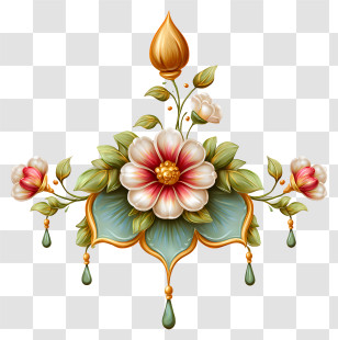 Indian Wedding Album Design Material - Elegant Floral Ornament Illustration Transparent PNG