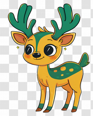 Cartoon Reindeer - Cute Cartoon Deer With Antlers Transparent PNG