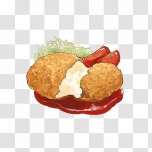 Fried Chicken Korokke Potato - Cuisine - Hand-painted Cake Transparent PNG